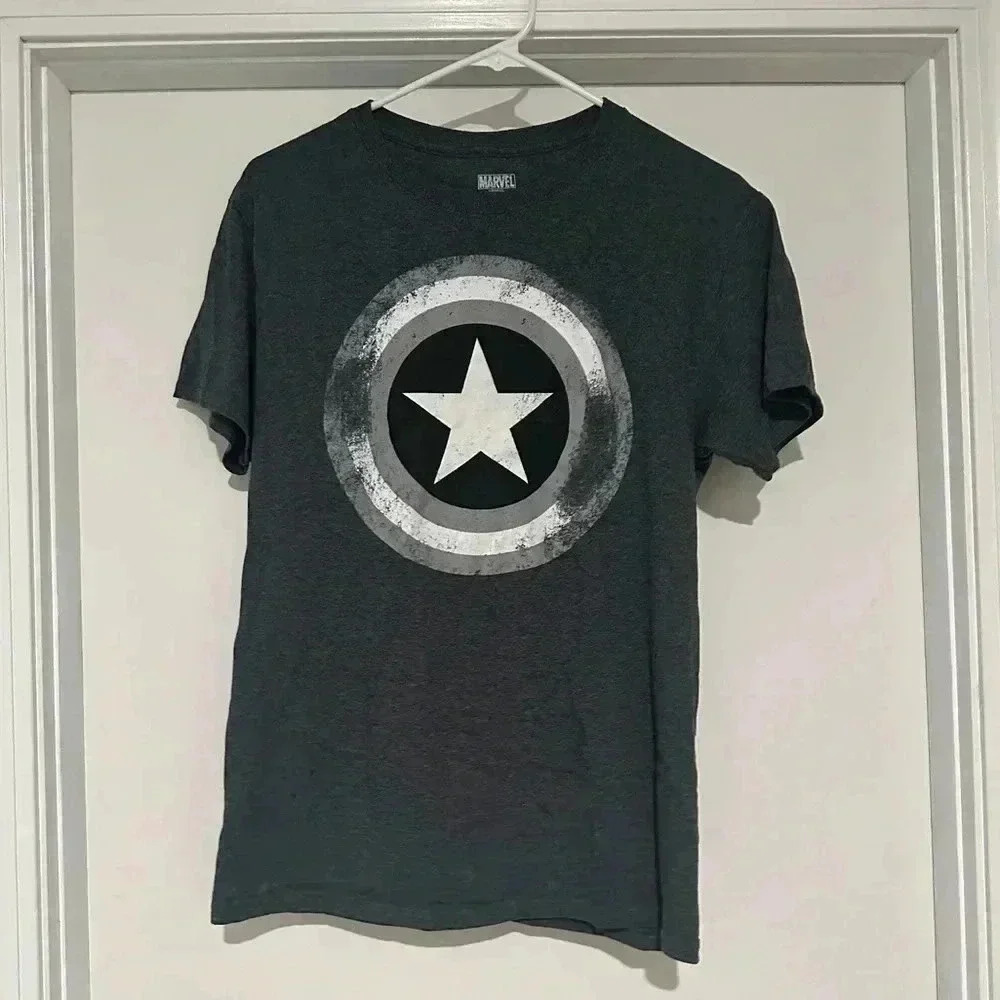 MARVEL Grey Captain America Logo T-Shirt - SMALL
